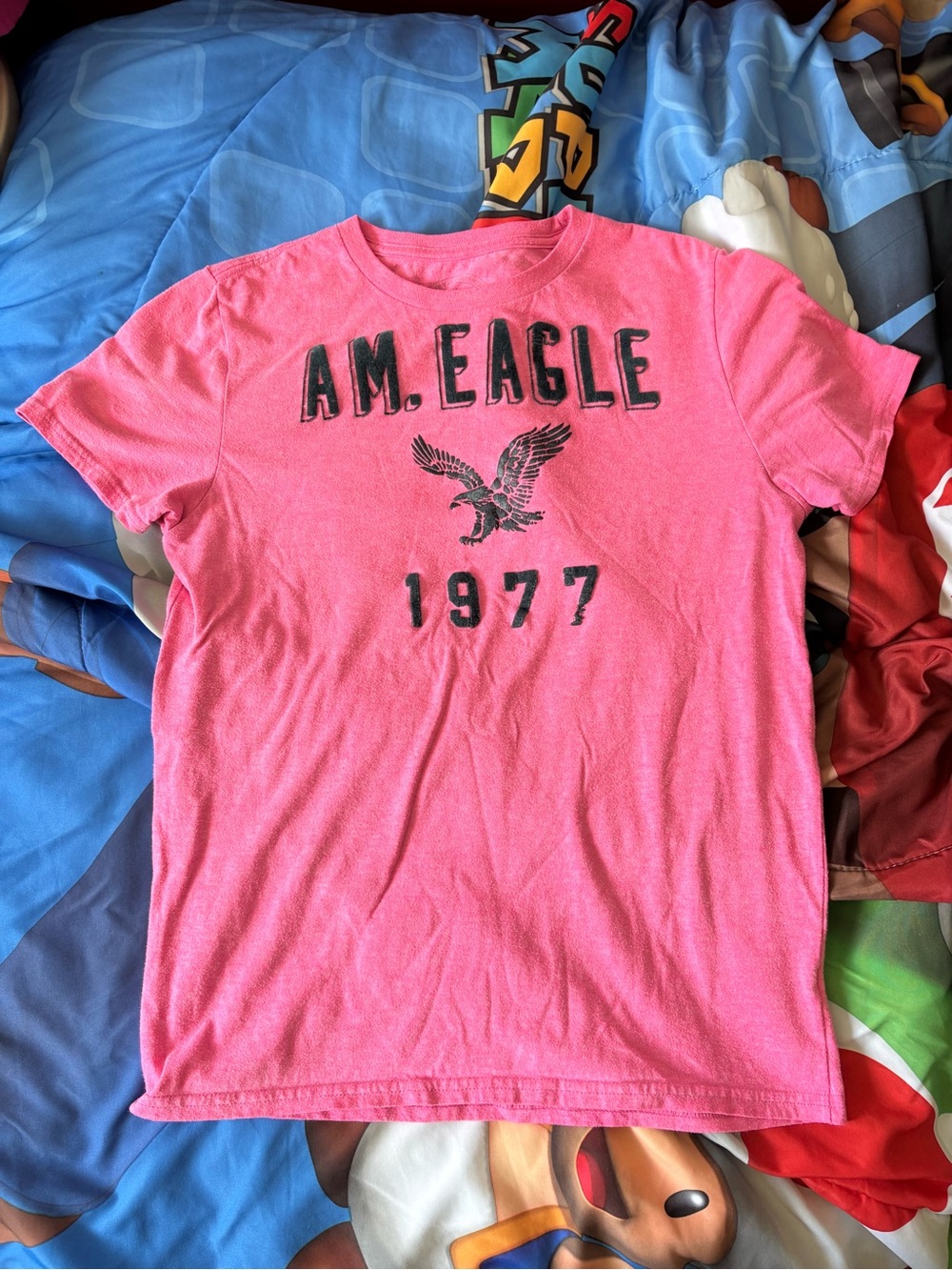 American Eagle Pink Logo Graphic Tee - 1977 Eagle Print